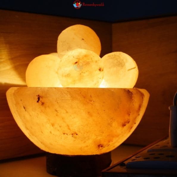 Natural Himalayan Pink Salt Lamp Bowl with Ball - Image 3