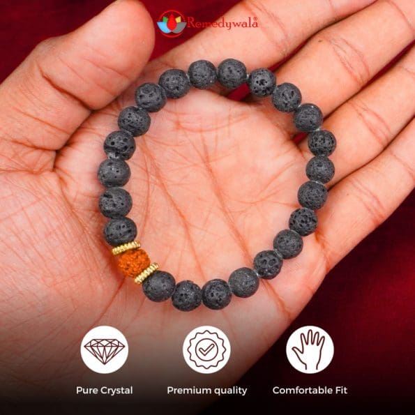 Rudraksha And Lava Stone Combination Bracelet