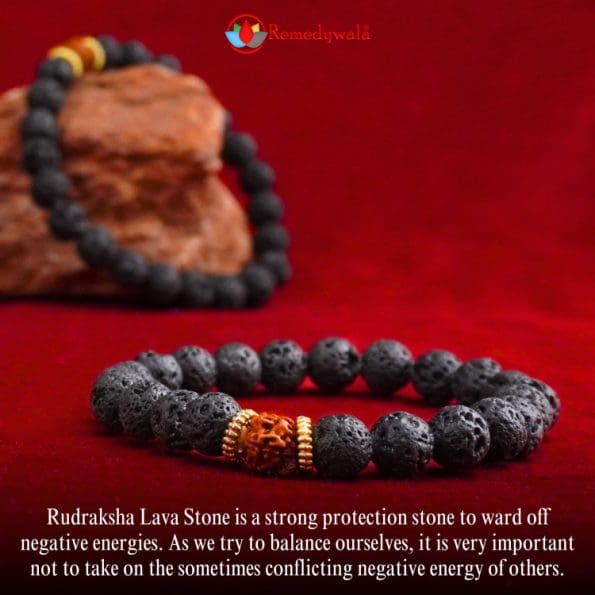 Rudraksha And Lava Stone Combination Bracelet