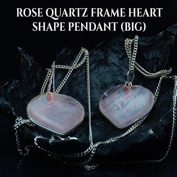 Rose Quartz Frame Heart Shape Pendant