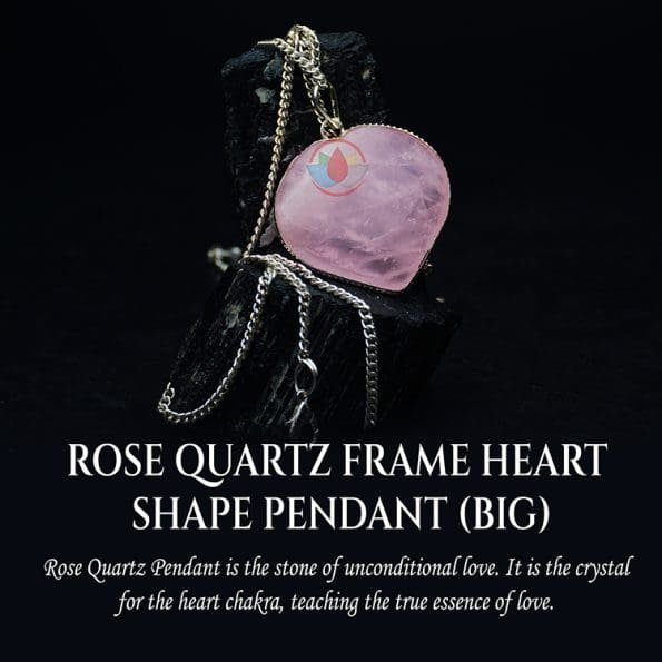 Rose Quartz Frame Heart Shape Pendant