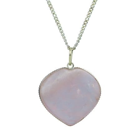 Rose Quartz Frame Heart Shape Pendant