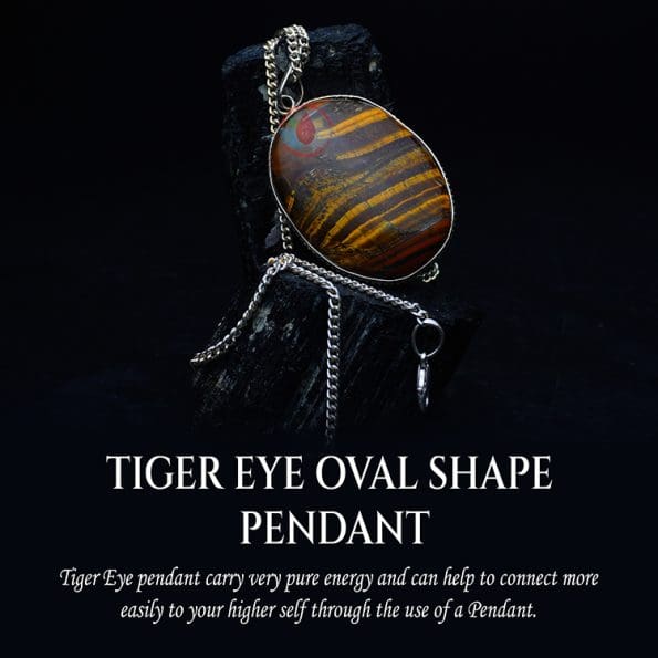 Tiger Eye Oval Shape Pendant