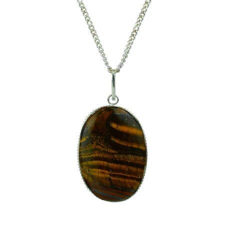 Tiger Eye Oval Shape Pendant