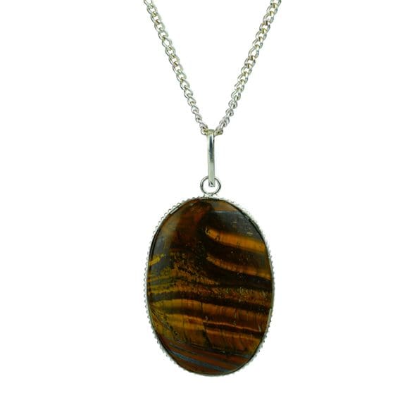 Tiger Eye Oval Shape Pendant
