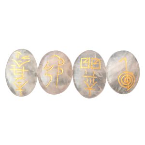 Rose Quartz Reiki Engraved Symbol Tumble Set