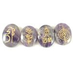 Amethyst Reiki Engraved Symbol Tumble Set