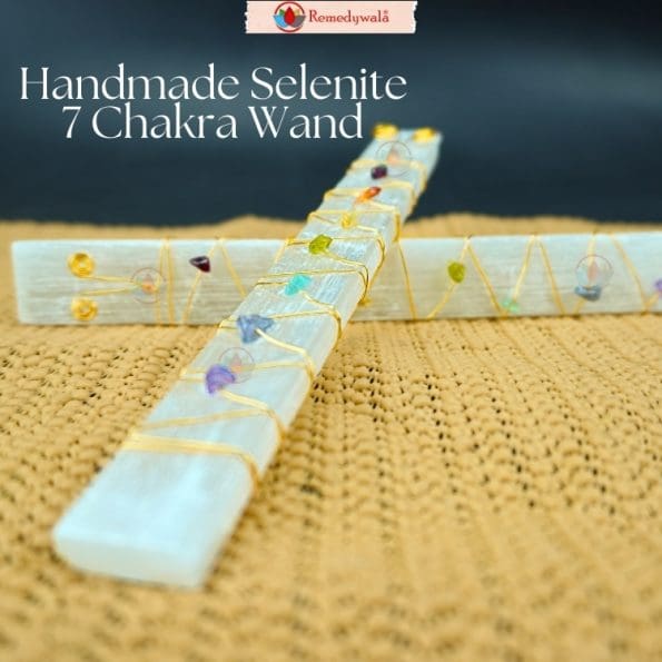 Handmade Selenite 7 Chakra Wand