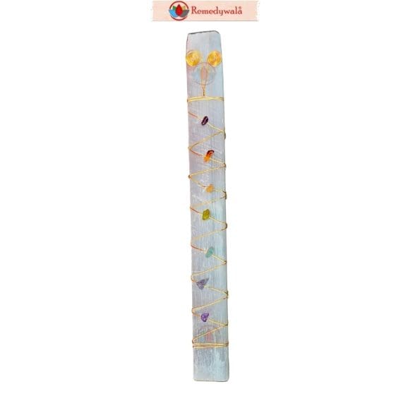 Handmade Selenite 7 Chakra Wand