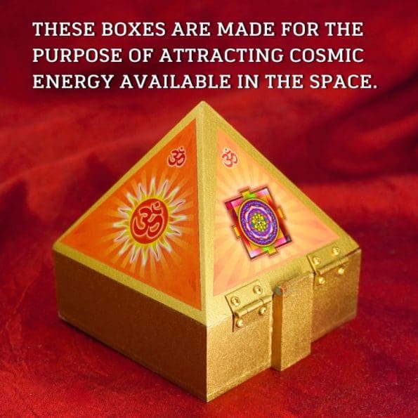 Wooden Pyramid Wish Box Size 4 inch Om Sticker Wish Box