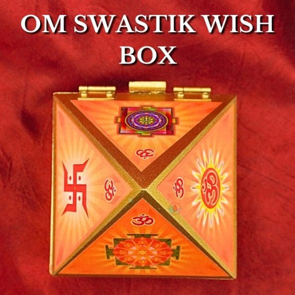 Wooden Pyramid Wish Box Size 4 inch Om Sticker Wish Box