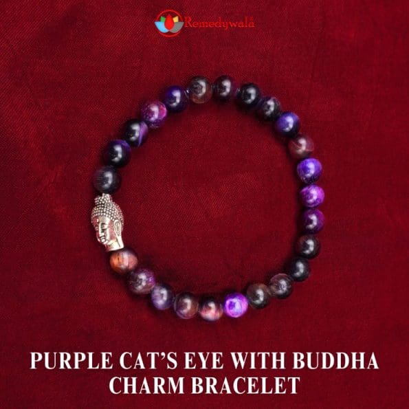 Purple Cat’s Eye With Buddha Charm Bracelet