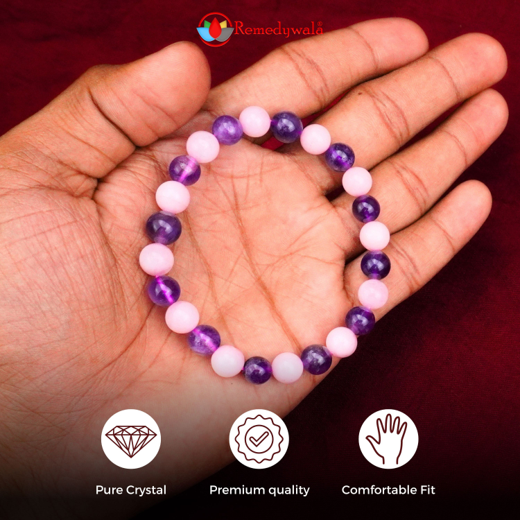 Rose Quartz Amethyst Combination Bracelet 8mm