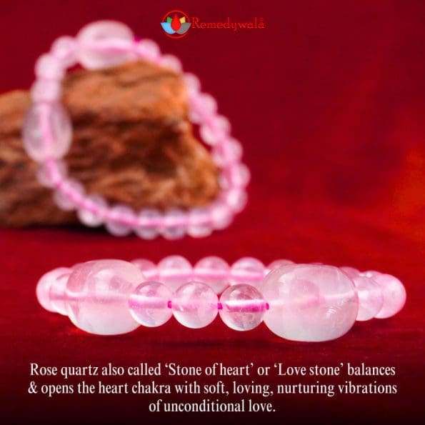 Rose Quartz Bracelet With Two Tumble Beads