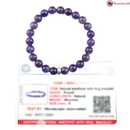 Amethyst Bracelet 8mm with Ring Charm