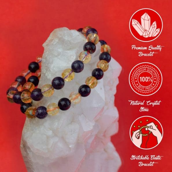 Citrine Amethyst Combination Bracelet 8mm