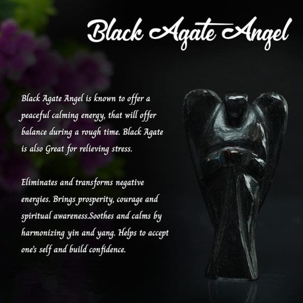 Black Agate Angel (2 inch) - Remedywala