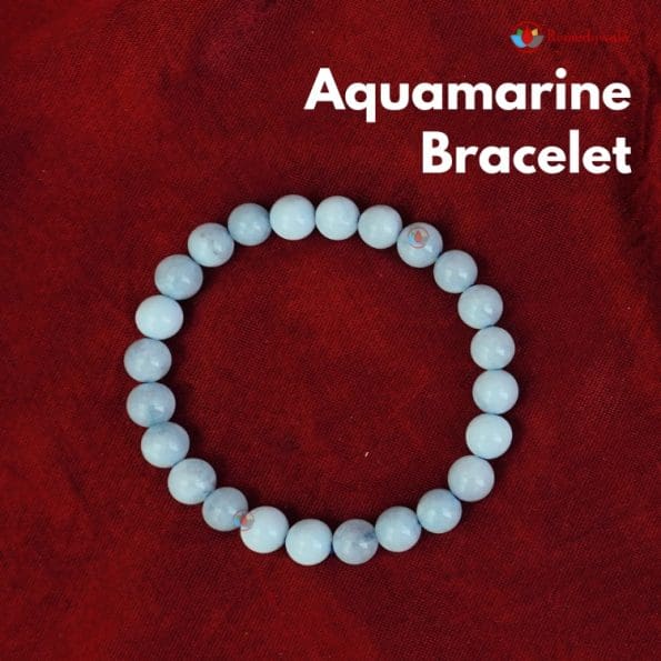 Aquamarine Bracelet 8mm single Bracelet, Aquamarine stone, Light blue color.
