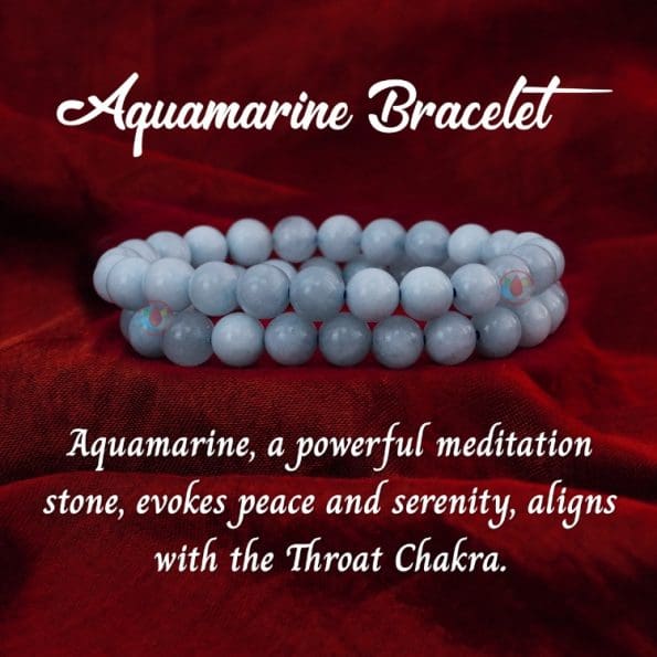 Aquamarine Bracelet 8mm single Bracelet, Aquamarine stone, Light blue color.