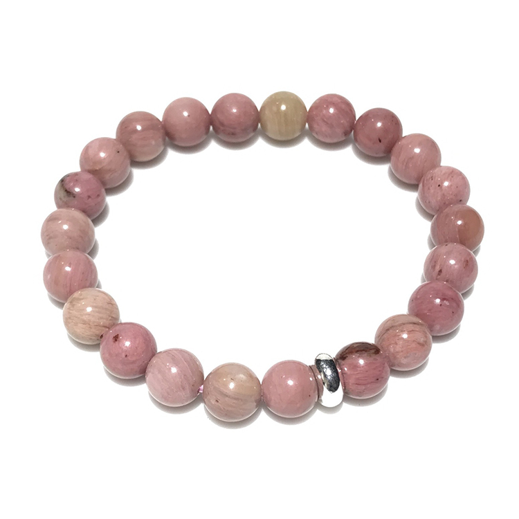 Rhodochrosite Bracelet 8mm single Bracelet, Rhodochrosite stone, Pink color