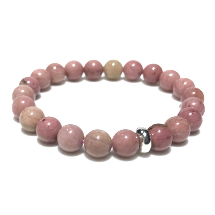 Rhodochrosite Bracelet 8mm single Bracelet, Rhodochrosite stone, Pink color