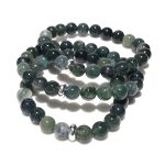 Moss Agate Bracelet 8mm single Bracelet, Moss Agate stone, Blue color