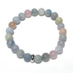 Premium Morganite crystal Bracelet 8mm single Bracelet, Premium Morganite stone, Blue pink color.