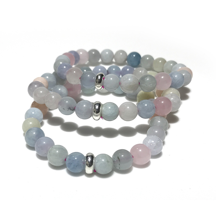 Premium Morganite crystal Bracelet 8mm single Bracelet, Premium Morganite stone, Blue pink color.