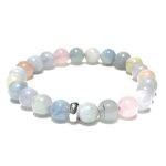 Premium Morganite crystal Bracelet 8mm single Bracelet, Premium Morganite stone, Blue pink color.