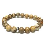 Picture Jasper Bracelet 8mm single Bracelet, Picture Jasper stone, Brown color.