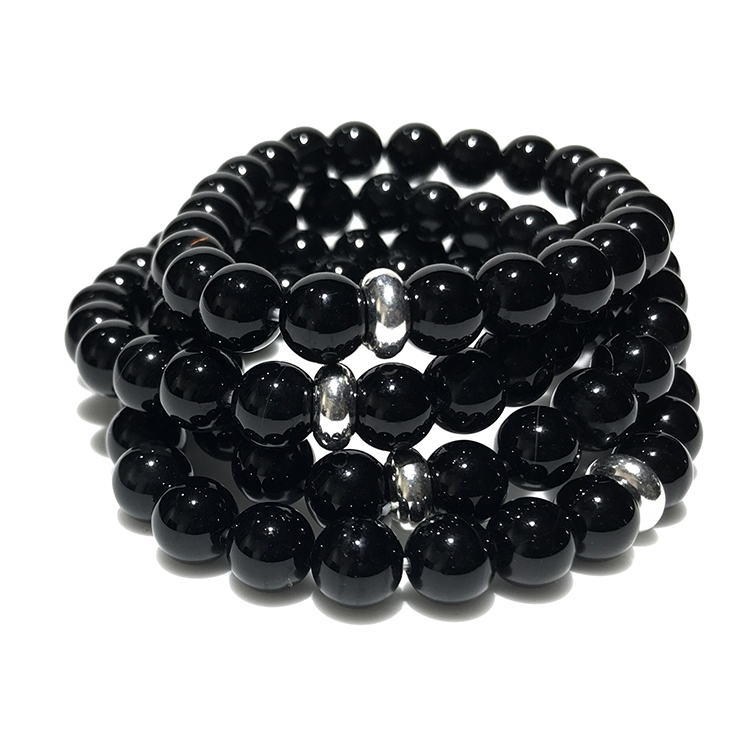Remedywala Black Onyx Bracelet 8mm single Bracelet, Black Onyx stone, Black color.