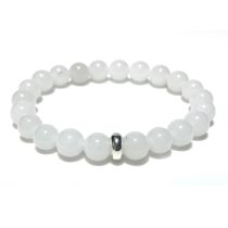 White Agate Bracelet 8mm single Bracelet, White Agate stone, White color.