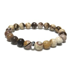 Natural Brown Zebra Jasper Bracelet 8mm single Bracelet, Natural Brown Zebra Jasper stone, Brown color.