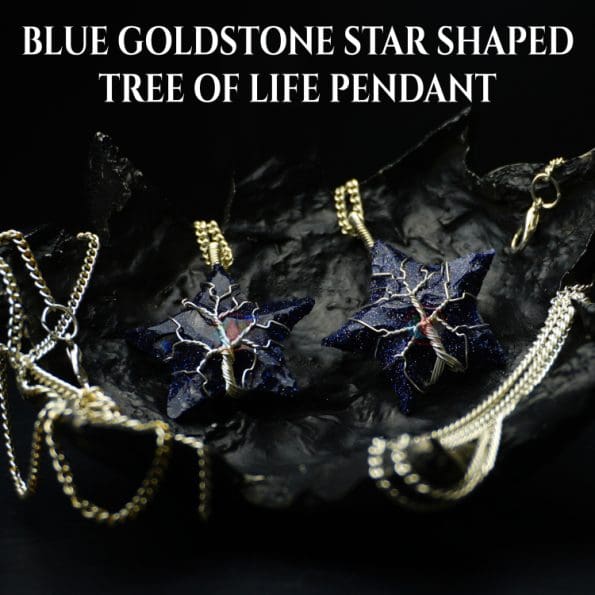 Blue Goldstone Star Shape Tree of Life Pendant - Image 4