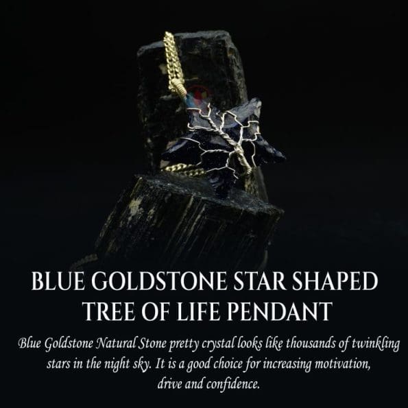 Blue Goldstone Star Shape Tree of Life Pendant - Image 5