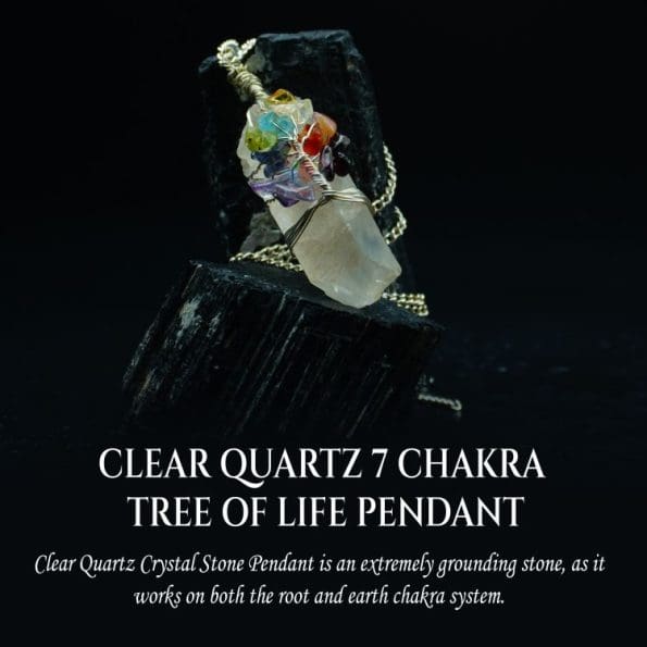 Clear Quartz 7 Chakra Tree of Life Pendant - Image 5