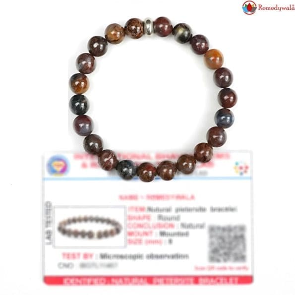 Pietersite Bracelet 8mm with Ring charm