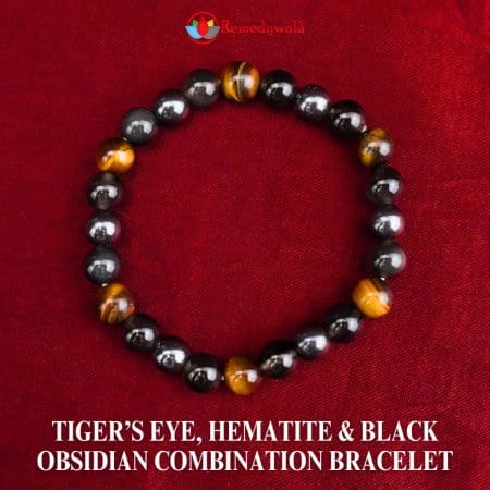 Tiger’s Eye, Hematite & Black Obsidian Combination Bracelet 8mm