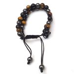 Tiger’s Eye, Hematite & Black Obsidian Combination Bracelet Double Layer 8mm