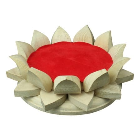 Wooden Lotus Kamal Aasan-Where god Resides, Made Of Shri-Parni Wood For Keeping Maha Meru Shri Yantra