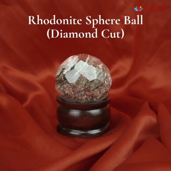Rhodonite Sphere Ball (Diamond Cut) - Image 2