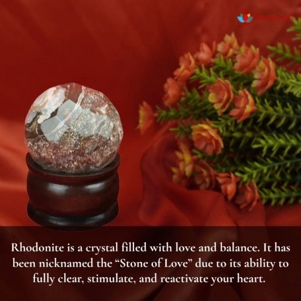 Rhodonite Sphere Ball (Diamond Cut) - Image 4