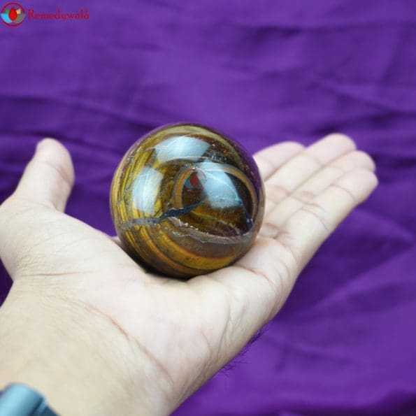 Tiger Eye Sphere Ball Diamond Cut For Reiki Healing, Meditation. - Image 3