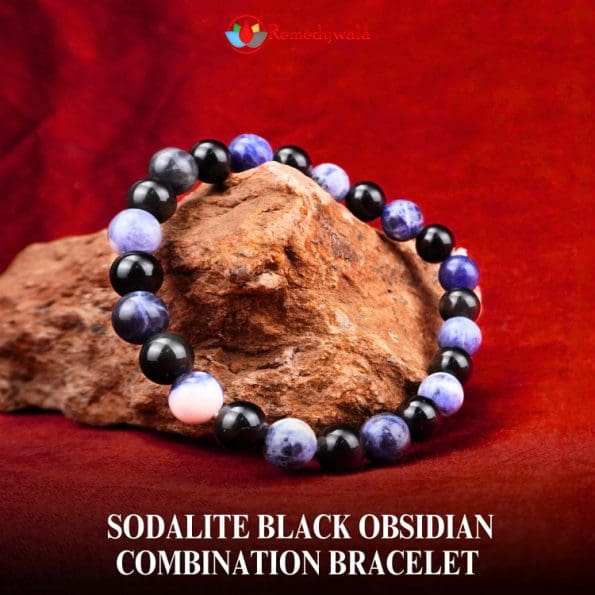 Sodalite Black Obsidian Combination Bracelet 8mm