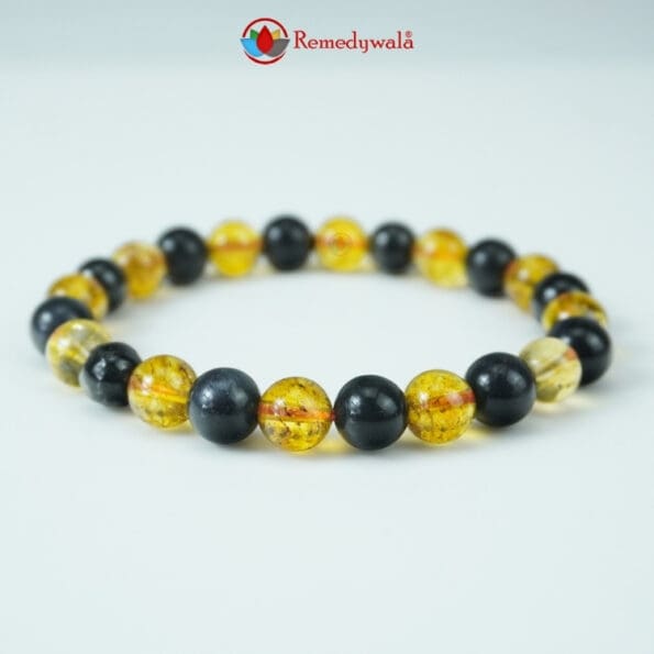 Citrine Black Obsidian Combination Bracelet 8mm - Image 2