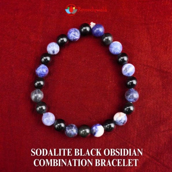 Sodalite Black Obsidian Combination Bracelet 8mm