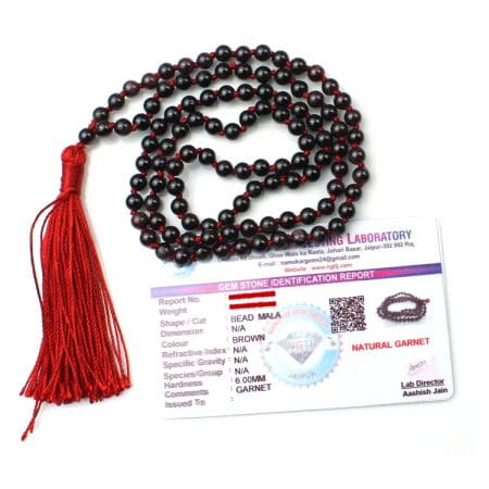 Garnet Crystal Mala With Certificate - Remedywala