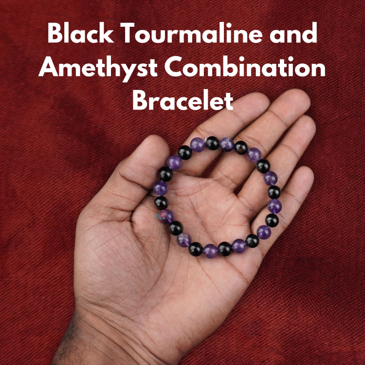 Black Tourmaline and Amethyst Combination Bracelet- Remedywala