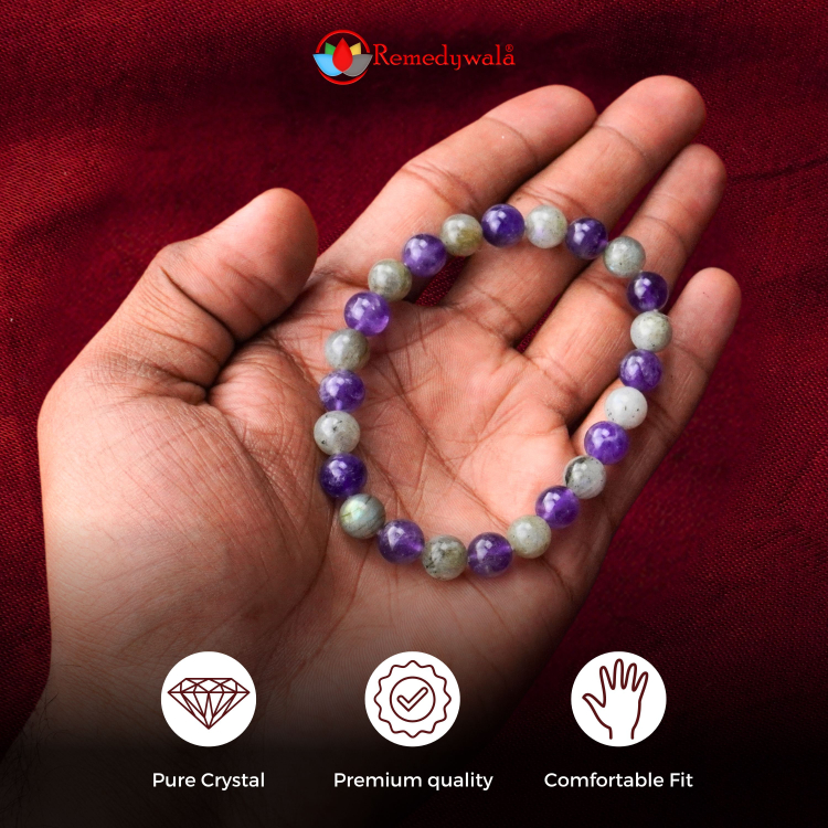 Labradorite and Amethyst Combination Bracelet