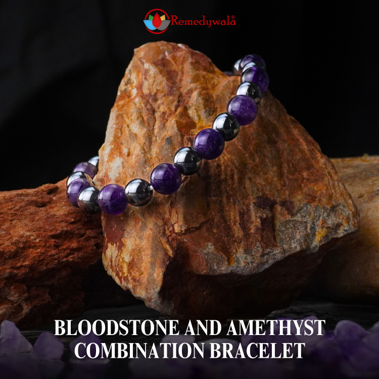 Black Tourmaline and Amethyst Combination Bracelet- Remedywala